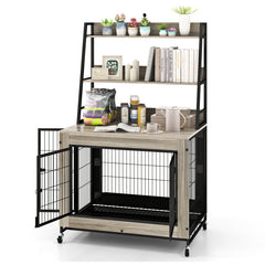 Industrial Dog Kennel Dog Crate Furniture with Storage Shelves