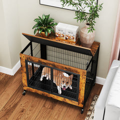 Industrial Dog Kennel with Flip-up Top 3 Lockable Doors and Removable Tray