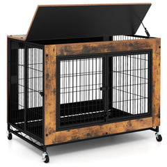 Industrial Dog Kennel with Flip-up Top 3 Lockable Doors and Removable Tray