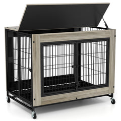 Industrial Dog Kennel with Flip-up Top 3 Lockable Doors and Removable Tray