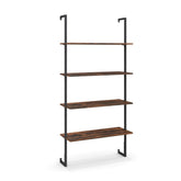 4-Tier Industrial Ladder Bookshelf with Metal Frame