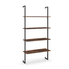4-Tier Industrial Ladder Bookshelf with Metal Frame