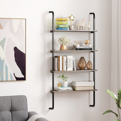 4-Tier Industrial Pipe Shelving with Metal Frame for Living Room Kitchen