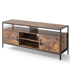 58 Inch Industrial TV Stand with Cabinets and Adjustable Shelf for TVs up to 65 Inch