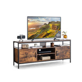 58 Inch Industrial TV Stand with Cabinets and Adjustable Shelf for TVs up to 65 Inch