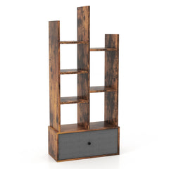 7-Tier Open-Back Bookshelf with Drawer