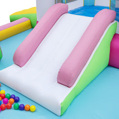 Inflatable Bounce House Bouncy Castle with Slide and Obstacle and Ball Pit with 480W Blower