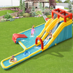 7-in-1 Inflatable Dual Slide Water Park Bounce House With 680W Blower