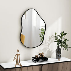 22 Inch x 30.5 Inch Irregular Wall Mounted Mirror with Premium Back Board