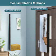 Wall Door Mounted Jewelry Armoire with Frameless LED Mirror