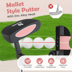 Junior Mallet Putter Individual Gold Club for Kids Ages 11-14