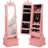 2-in-1 Kids Play Jewelry Armoire with Full Length Mirror and Drawers