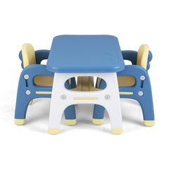 Kids Table and Chair Set with Storage Shelf and Building Blocks