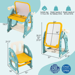 Kids Art Easel with Chair and 3-Level Adjustable Whiteboard