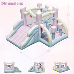 Kids Bounce House with Slide and 2 Boxing Columns for Party with 480W Blower