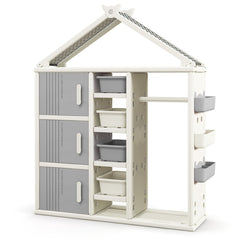 Kids Costume Storage Closet with Storage Bins and Shelves and Side Baskets for Kids Room