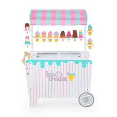 Kids Ice Cream Cart Playset with Display Rack and Accessories
