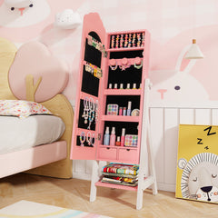 Kids Jewelry Organizer with Full Length Mirror Drawers and Storage Shelves