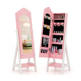 Kids Jewelry Organizer with Full Length Mirror Drawers and Storage Shelves