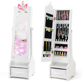 Kids Jewelry Cabinet with Full-Length Mirror for Kids Bedroom and Playroom