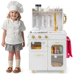 Kids Kitchen Set Pretend Play Kitchen with Stoves Faucet Sink Telephone Microwave and Oven