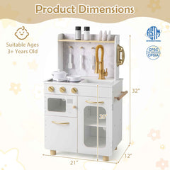 Kids Kitchen Set Pretend Play Kitchen with Stoves Faucet Sink Telephone Microwave and Oven