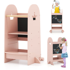 Kids Kitchen Tower Adjustable with Chalkboard and Safety Rail
