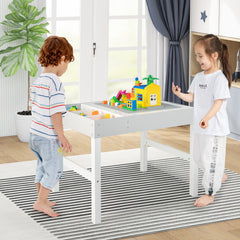 3 in 1 Wooden Kids Table with Storage and Double-Sided Tabletop