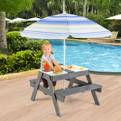 Kids Picnic Table Set with 3 Removable Bins