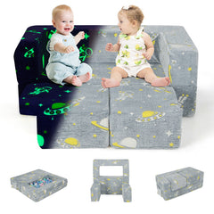 Kids Play Sofa with Ottoman and Removable & Machine Washable Cover
