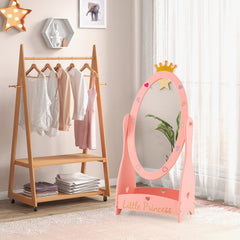 Kids Full Length Mirror with 360 Degree Rotatable Design and Shelf