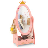 Kids Full Length Mirror with 360 Degree Rotatable Design and Shelf