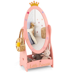 Kids Full Length Mirror with 360 Degree Rotatable Design and Shelf