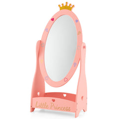 Kids Full Length Mirror with 360 Degree Rotatable Design and Shelf