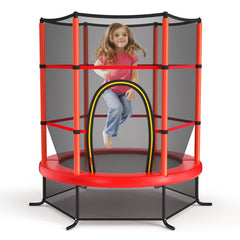55 Inch Kids Recreational Trampoline Bouncing Jumping Mat with Enclosure Net