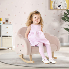 Upholstered Toddler Rocker with Solid Wood Legs and Non-slip Foot Pads