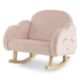 Upholstered Toddler Rocker with Solid Wood Legs and Non-slip Foot Pads