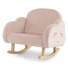 Upholstered Toddler Rocker with Solid Wood Legs and Non-slip Foot Pads