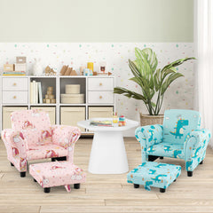 Kids Single Sofa with Cute Patterns, Ergonomic Backrest and Armrests