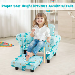 Kids Single Sofa with Cute Patterns, Ergonomic Backrest and Armrests
