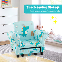 Kids Single Sofa with Cute Patterns, Ergonomic Backrest and Armrests