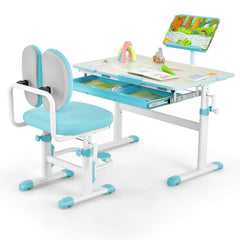 Height-Adjustable Kid's Study Desk and Chair Set