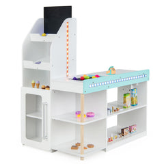 Wooden Kids Supermarket Playset with Cash Register and Shopping Cart