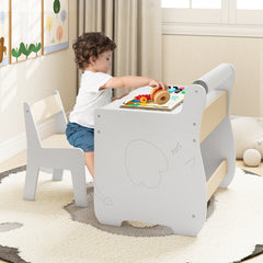Kids Table and Chair Set with 2 in 1 Detachable Tabletop and Storage