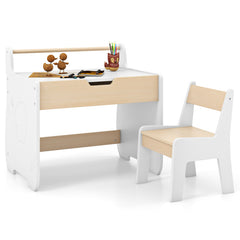 Kids Table and Chair Set with 2 in 1 Detachable Tabletop and Storage