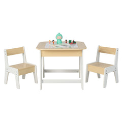 Kid's Table and Chairs Set with Double-sized Tabletop