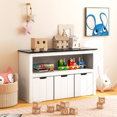 3-Drawer Kids Toy Storage Organizer with Open Shlelf