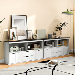 4-Drawer Kids Toy Storage Organizer with 2 Open Shelves