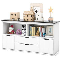 4-Drawer Kids Toy Storage Organizer with 2 Open Shelves