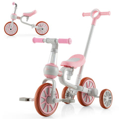4-in-1 Kids Tricycle with Adjustable Parent Push Handle for 2-4 Years Old